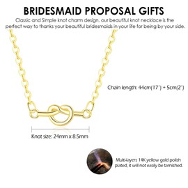 CERSLIMO Bridesmaid Gifts - 6 Pcs Bridesmaid Proposal Gifts, Tie The Knot Necklace Maid of Honor Gifts Wedding Flower Girl Gift, Bridesmaid Proposal Jewelry Bridal Party Knot Necklace for Women, Gold