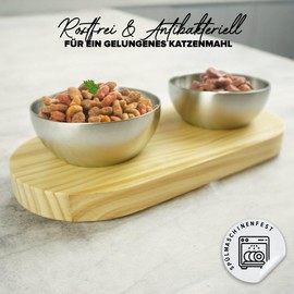 Petriumph® Katzennapf und Hundenapf erhöht I Katzen Napfset I Hundenapf aus Edelstahl für kleine Hunde I Futterautomat Katze 2 Näpfe I Futterstation Katzen I Erhöhter Katzennapf I Hunde Napfset