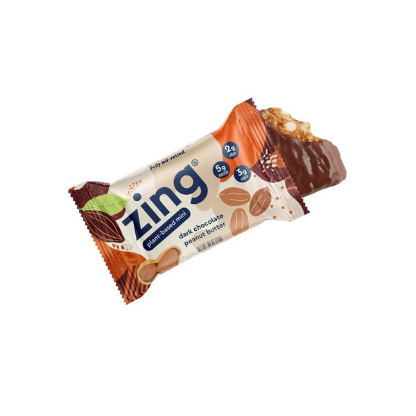 Zing Bars Plant Based Protein Bar Minis | Dark Chocolate Peanut Butter | 100 Calorie |5g Protein, 2g Fiber, 3g Sugar | Vegan, Gluten Free, Soy-free, Non GMO | 18 Count
