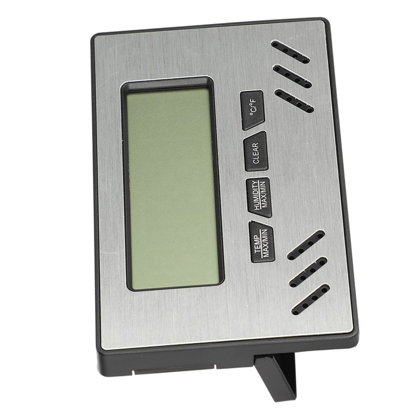 Indoor Cigar Hygrometer Thermometer DualDisplay Humidity Temperature Meter Device Tool(Silver