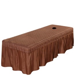 1pcs Solid Beauty Salon Bedskirt ONLY for Salon Massage Table Bed Sheet Bedspread SPA Beauty Bed Sheet Full Cover with Hole, 74.8x31.4inch (Brown)