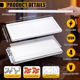 Wovnet 4 Pack RV Ceiling Lights Interior 16.7"x 6.6" 156 LEDs 1200 Lm RV LED Lights Interior 12v with 5 Levels of Dimming and 3 Color Temperature for Trailer Boat Car Camper