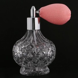 Topxome 100ml Women Vintage Perfume Bottle Short Spray Atomizer Refillable Empty Glass Makeup Tool (Pink)