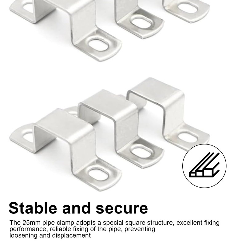 HERKINDNESS Pack of 10 Square Pipe Clamp, 304 Stainless Steel