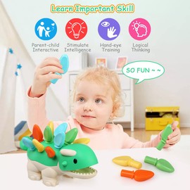 TonStyle Steckspiel ab 1 Jahr, Baby Motorik Spielzeug für Jungen Mädchen, Montessori Spielzeug Baby, Dinosaurier Sensorspielzeug für 18 Monate Sortierspiel Lernspielzeug Geschenk für Kleinkind Kinder