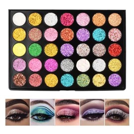 35 Colours Glitter Eyeshadow Palette, Eye Palette Shimmering, Glitter Makeup Palette Durable, Dark Blacklight Makeup Eyeshadow Palette Colourful Waterproof Makeup Palette for Holidays and Everyday Use