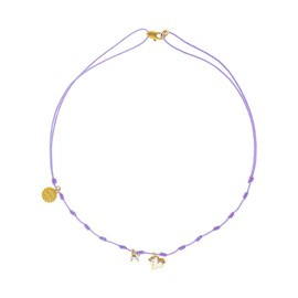 lu le | Collar fabricado con hilo con dije de un unicornio cuerpo completo en chapa de oro y esmalte