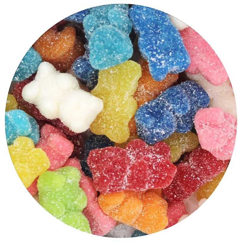 Rainbow Gummy Bears Sugared, 1.3 Pound Resealable Bag, Rainbow Candy,