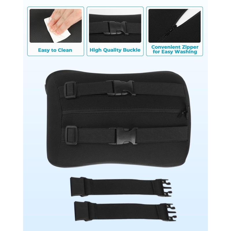 Aukee Car Headrest Pillow with Genuine Leather Cover Memory Foam
