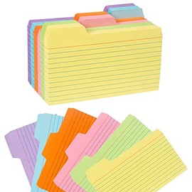 Koogel Tabbed Index Cards, 252PCS Colorful Flash Card Dividers Cards Ruled Notecards with Tab for Learning Note Taking To Do List