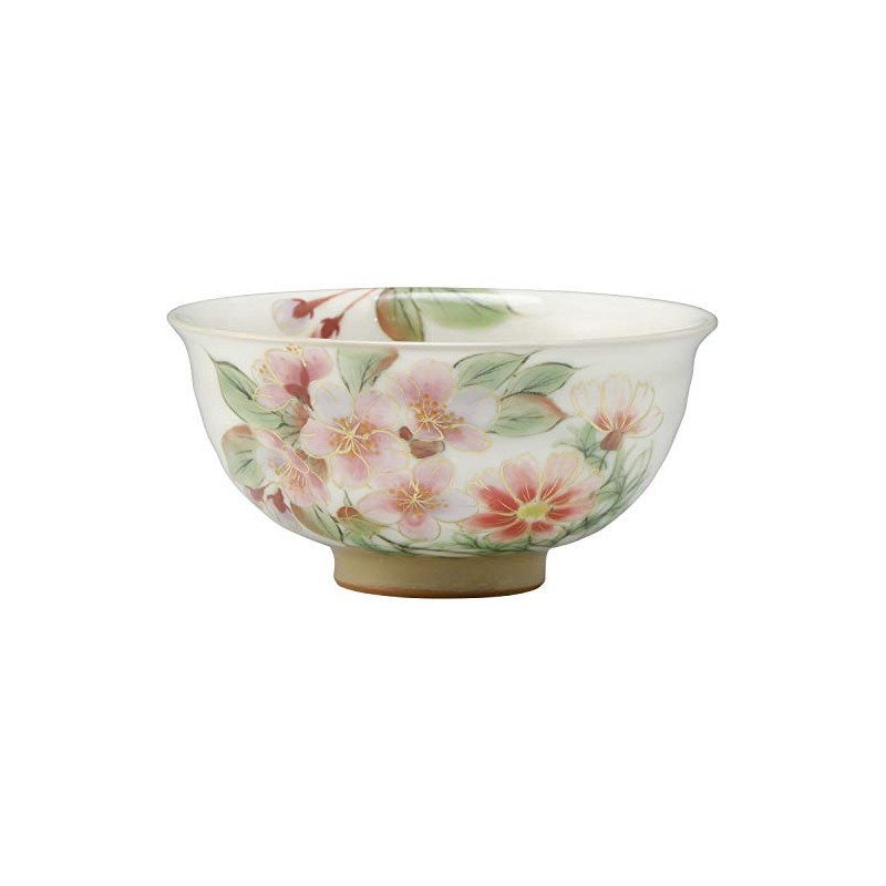 Kyo Ware KTA528-02 Kiyomizu Ware Pottery Kiln Rice Bowl, Small