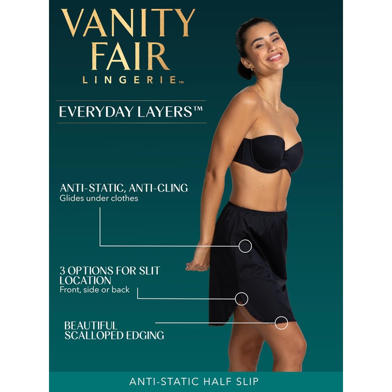 Vanity Fair womens Everyday Layers Single Slit Half Slip, Damask
