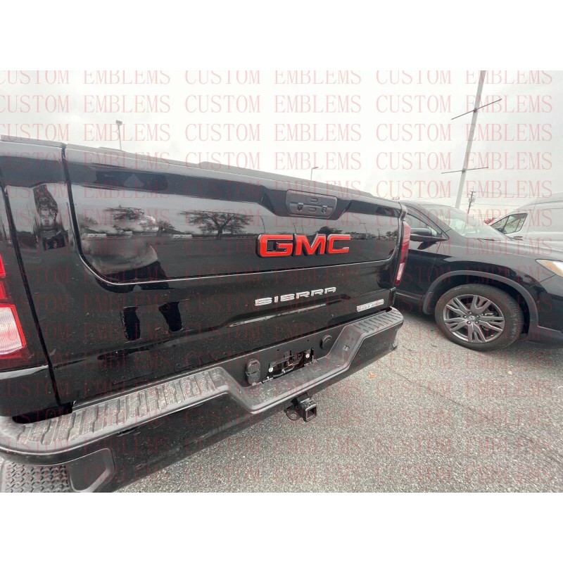 Auto Front Rear GMC Black Red Emblem Overlay 2019-2022 GMC