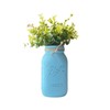 Light Blue Mason Jar with Greenery – 32 oz Painted