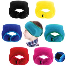 Eurzom 6 Pcs Adjustable Ear Warmer Headband for Kids Stretch Winter Fleece Warm Ear Muffs Covers Headbands for Youth Toddler Boys Teen Girls Child Indoor Outdoor Athletic Sports Running Cycling
