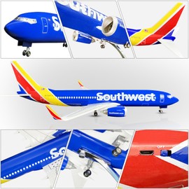 Bswath 1:80 Scale Model Airplane Southwest 737 Model Plane Model for Adults with LED Light Gift for Business/Birthday/Christmas