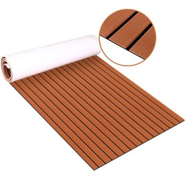 Zeeos EVA Foam Teak Decking Floor Sheet,Non-Skid-Self-Adhesive Flooring Synthetic Deck Marine Yacht RV Boat Flooring Mats,Teak with Black line(94.5''x36'')