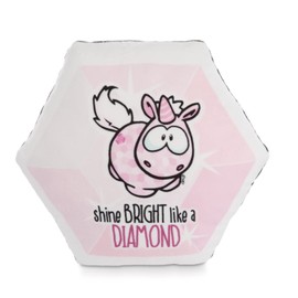 NICI 47638 Kissen Einhorn Pink Diamond diamantförmig Hexagon 30x25cm glitzernd, 1 Stück (1er Pack)