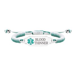 Uloveido Blood Thinner Bracelet, Engraved Medical ID, Adjustable Emergency Alert Wristband for Women and Men, Health Bracelet for Medical Conditions YA5657