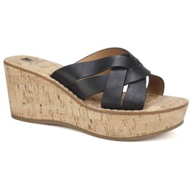 WHITE MOUNTAIN Shoes SAMWELL Women's Sandal, BLACK/BURN/SMOOTH, 8H M