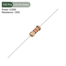 YOKIVE 100 PCS Carbon Film Resistors, 1/4W 120 Ohm 5% Tolerances Resistor, Good for DIY Electronic Projects (4 Color Band, 1.77x0.09-Inch)