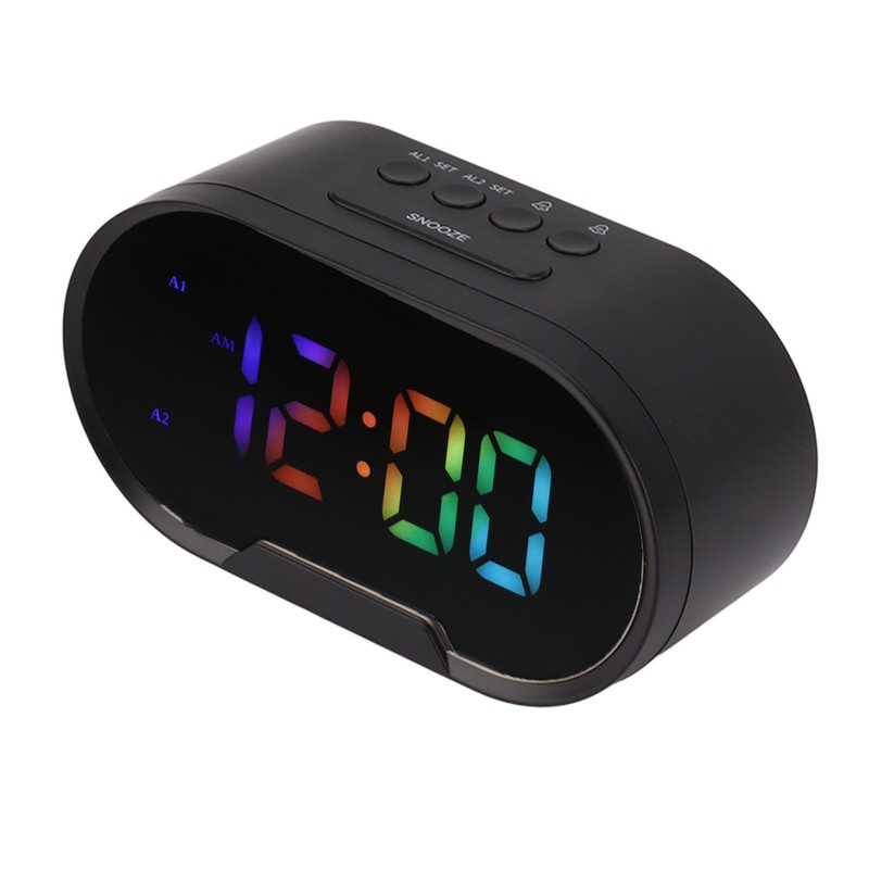 Digital Clock LED Alarm Big Digits Color Display Dimmable Adjustable