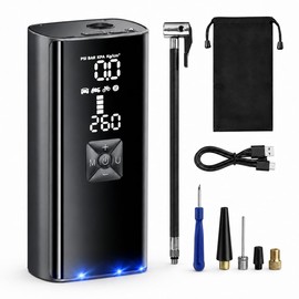 Vboergs Tire Inflator Portable Air Compressor,150PSI Cordless Car Tire Pump with Digital Gauge, Auto Shut-Off, Type-C Rechargeable Air Pump with LED Light for Car, Bike, Motorcycle, Balls