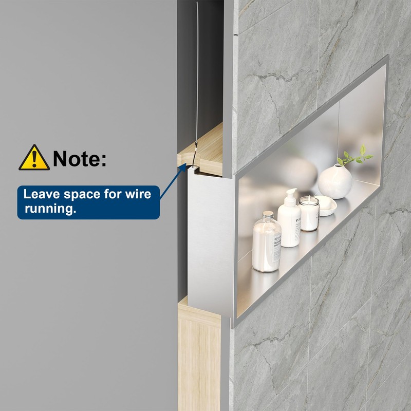 Neodrain Recessed LED Shower Niche, Brushed 30X12 in Waterproof Stainless