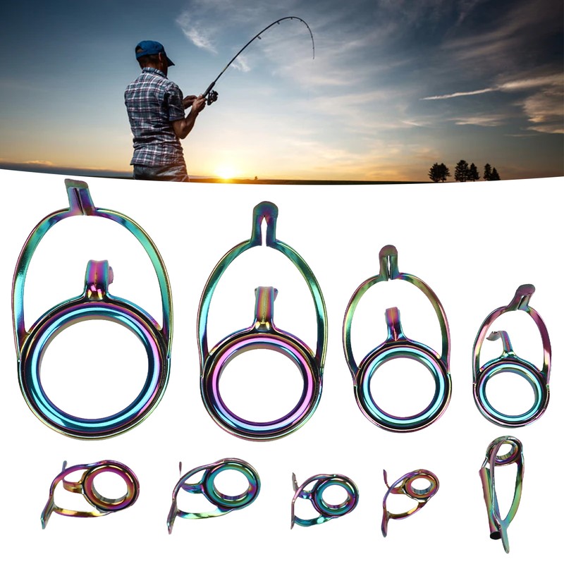 9PCS Lure Fishing Rod Guide Ring Set Stainless Steel Ceramic
