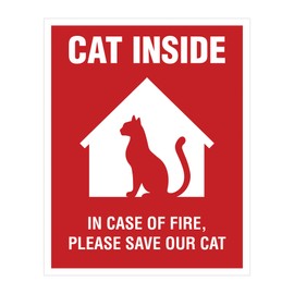 Cat Inside Sticker - 4 Pack - 4x5 inches - Cat Alert Safety Window Sign