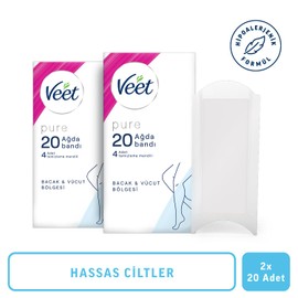 Veet Pure Hipoalerjenik Ağda Bandı, (2 x 20 Adet)