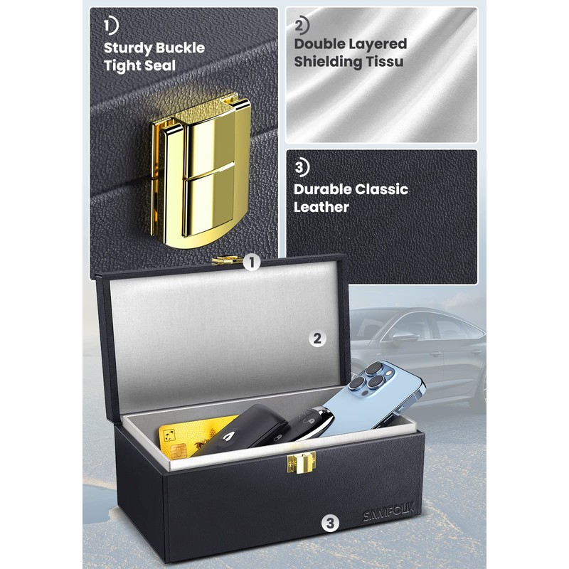 Samfolk Faraday Box with Faraday Pouch 2 Pack, Keyless Entry
