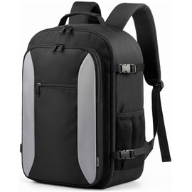 HOTOR Travel Backpack - TSA-Friendly Carry-On Backpack for Men & Women, Internal Luggage Straps & Waterproof Pocket, Perfect for Travel Essentials, Work, Commuting, 16.9" x 11.4" x 7.9", Black