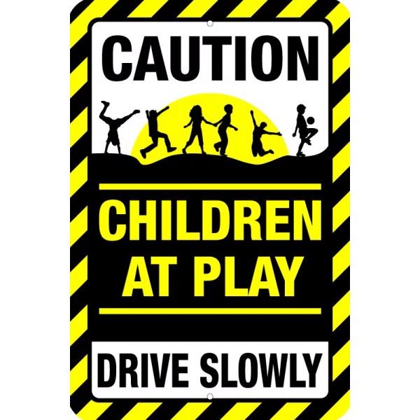 Handmade REFLECTIVE KIDS AT PLAY SLOW DOWN 12"X18" ALUM SIGN