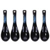 Japanese Soup Spoon set of 5, Blue and Black Vintage