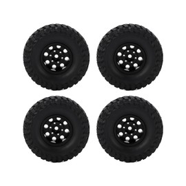 4Pcs 55mm Aluminum Alloy Tires Square Pattern Tires with 8 Hole Wheel Hub for Axial SCX24 1/24 RC Car Upgrade PartsBlack