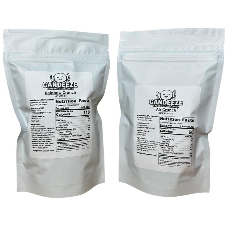 Candeeze Crunchy Candy Duo Pack - Freeze Dried Candy (Rainbow
