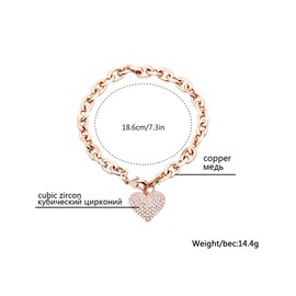 Ouran Heart Bracelet for Women, Charm Rose Gold Silver Plated Link Chain Wrist Bracelet with Cubic Zirconia Crystal Best Gift for Friends