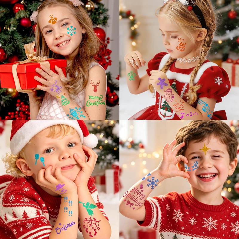 Christmas Temporary Tattoo Stencils, Christmas Party Stocking Stuffers