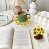 Handmade Sunflower Crochet Flower Coaster Set with Storage Basket (Yellow)