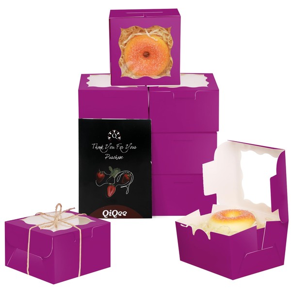 Gcardist Deep Purple Bakery Box with Window 15Pcs 10.2x10.2x6.4cm Deep