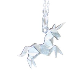 Origami UNICORN Necklace in Sterling Silver with 16" Chain