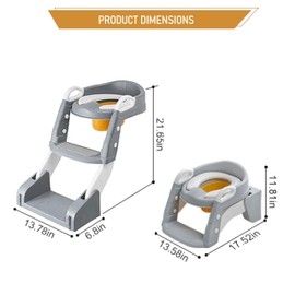 2-in-1 Potty Training Seat with Step Stool Ladder – Toddler Toilet Seat with Splash Guard & Removable Urinal Bucket, Soft Cushion, Non-Slip Base – Fits Round & Elongated Toilets, for Boys & Girls