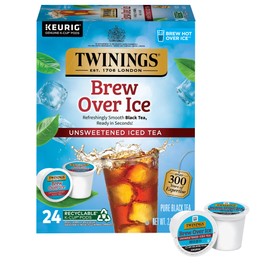 Twinings Brew Over Ice Unsweetened Black Iced Tea K-Cup Pods for Keurig, 24 Count (Pack of 1), Refreshing, Smooth, Caffeinated | Packaging May Vary