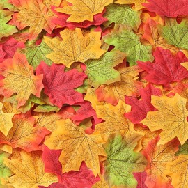 SITUMEIZI 400PC Fake Fall Leaves Artificial Autumn Maple Leaf Fall Decor for Wedding Party Thanksgiving Decorations 4 Colors