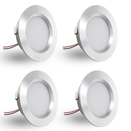 DYKUWEY Set of 4 LED Recessed Spotlights, 12 V, 3 W, Recessed Spotlights, LED Flat Borehole 55-58 mm and 14 mm Flat, LED Spot 12 V IP44 Dimmable Ceiling Spotlight, Furniture Recessed Spotlights
