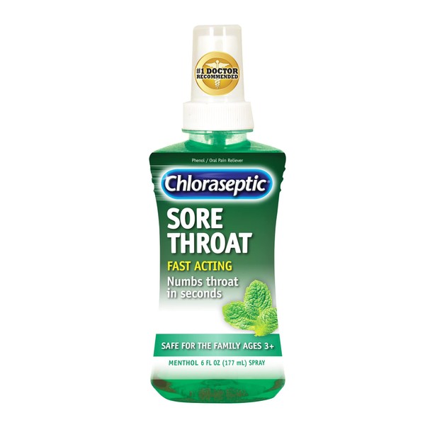 Chloraseptic Sore Throat Spray | Menthol Flavor | 6 fl oz | Pack of 2