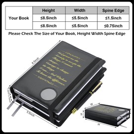 Motipuns Double Alcoholics Anonymous AA Big Book Cover for 12 Steps & 12 Traditions With Medallion Holder, Pen Clip - AA Gifts for Serenity Prayer, Black