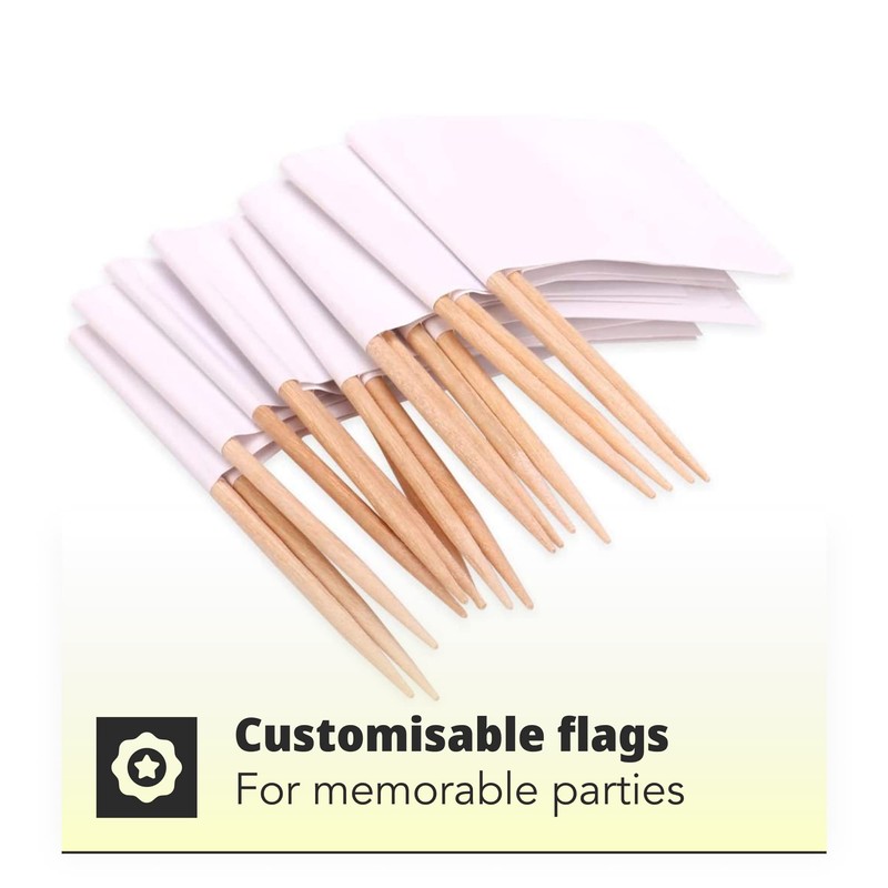 H&S 200 Toothpick Flags Blank White Cheese Cake Markers Flags