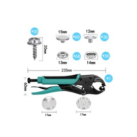 Heavy‑Duty Adjustable Snap Fastener Tool Kit – Includes Punch Die & 210 Stainless Steel Snaps – Repair Boat Covers, Canvas, Tents, Leather, Tarps, Upholstery-Orange